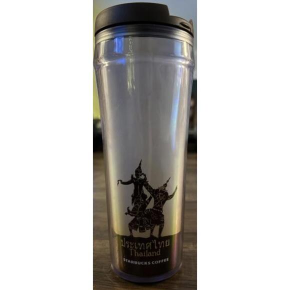 Starbucks Thailand Travel Tumbler 12 Oz Brown Lid Plastic Insulated LIMITED - Picture 3 of 6